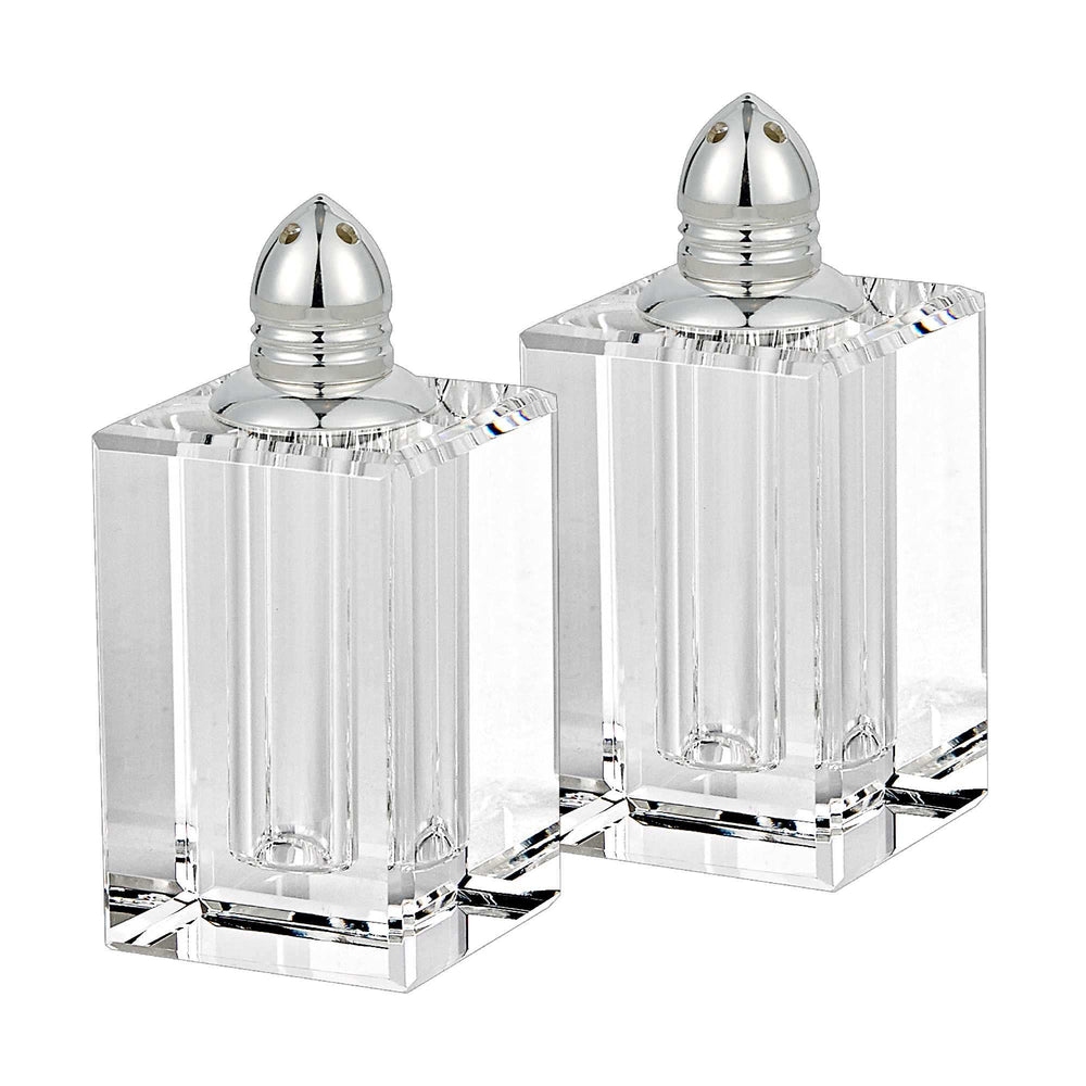 Handcrafted Optical Crystal And Silver Large Size Salt And Pepper Shakers - Homeroots - Flyclothing LLC