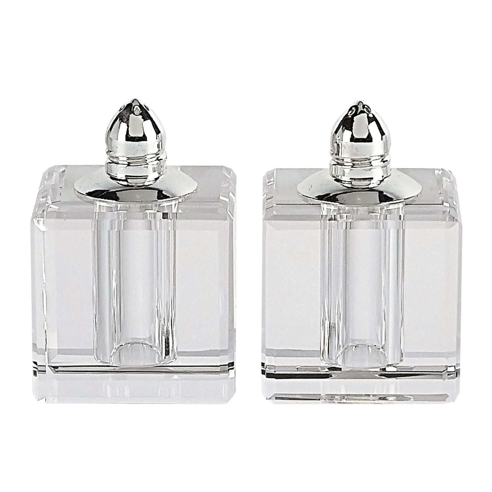 Handcrafted Optical Crystal And Silver Square Size Salt And Pepper Shakers - Homeroots - Flyclothing LLC