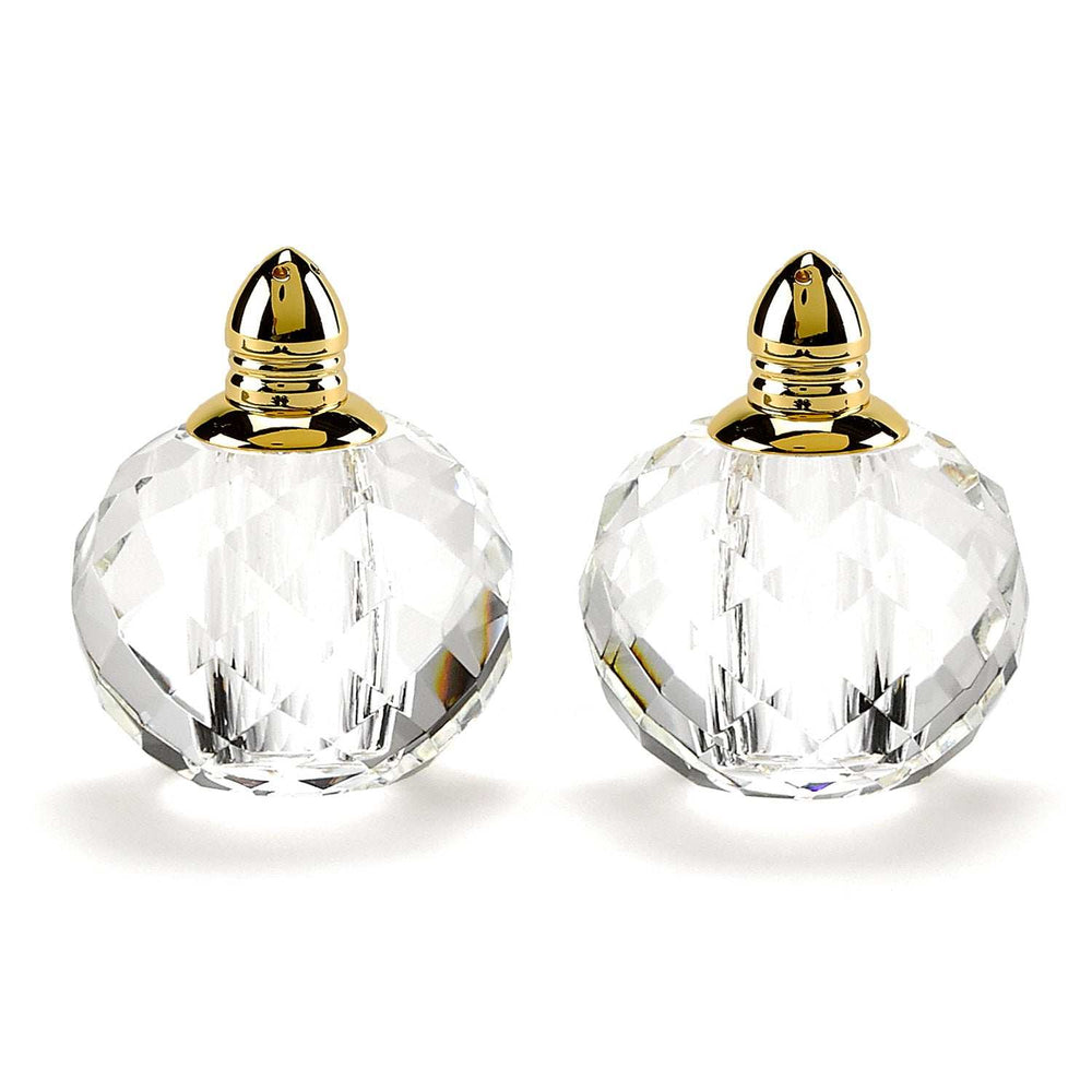 Handcrafted Optical Crystal And Gold Rounded Salt And Pepper Shakers - Homeroots - Flyclothing LLC