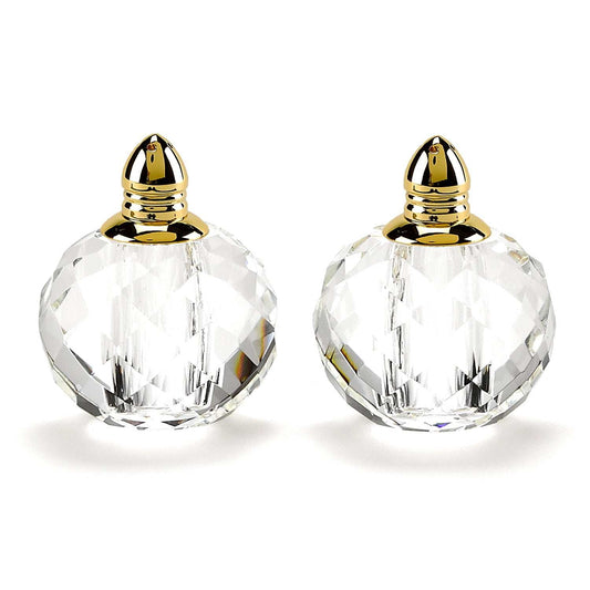 Handcrafted Optical Crystal And Gold Rounded Salt And Pepper Shakers - Homeroots - Flyclothing LLC