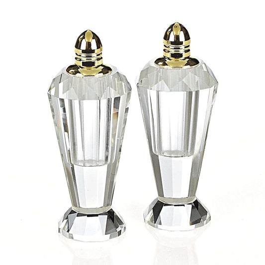 Handcrafted Optical Crystal And Gold Pair Of Salt And Pepper Shakers - Homeroots - Flyclothing LLC