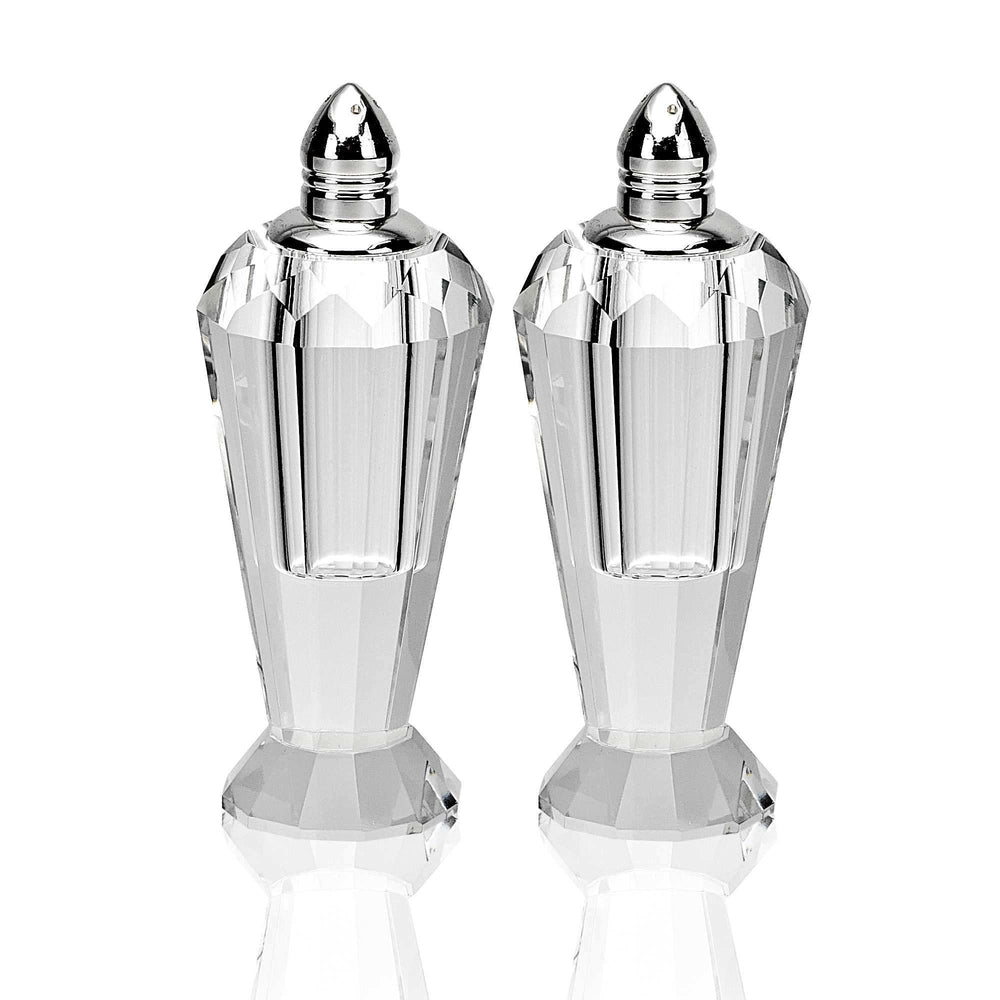 Handcrafted Optical Crystal And Silver Pair Of Salt And Pepper Shakers - Homeroots - Flyclothing LLC