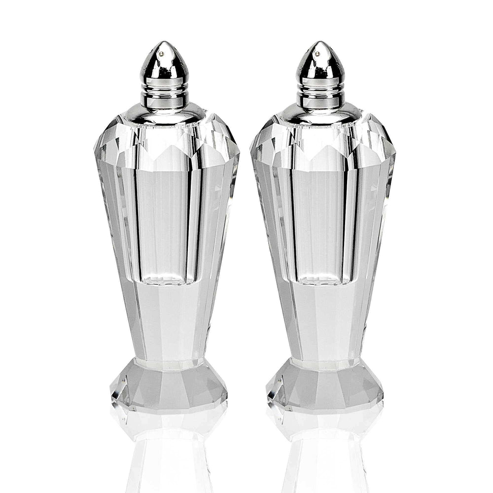 Handcrafted Optical Crystal And Silver Pair Of Salt And Pepper Shakers - Homeroots - Flyclothing LLC