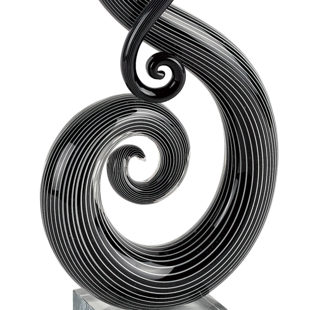 12" Black and White Murano Glass Modern Abstract Tabletop Sculpture - Homeroots - Flyclothing LLC