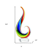 17" Blue and Red Murano Glass Modern Abstract Tabletop Sculpture - Homeroots - Flyclothing LLC