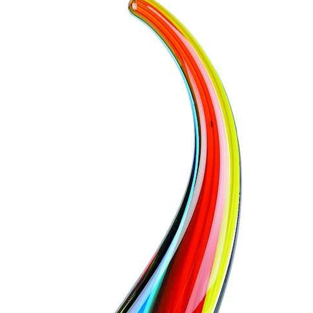 17" Blue and Red Murano Glass Modern Abstract Tabletop Sculpture - Homeroots - Flyclothing LLC