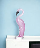 15" Pink Murano Glass Flamingo Figurine Tabletop Sculpture - Homeroots