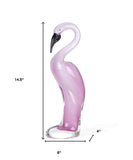 15" Pink Murano Glass Flamingo Figurine Tabletop Sculpture - Homeroots