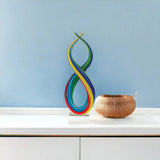 16" Clear Red Blue Yellow Murano Glass Modern Abstract Tabletop Sculpture - Homeroots