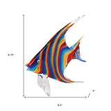 9" Blue and Red Murano Glass Fish Figurine Tabletop Sculpture - Homeroots