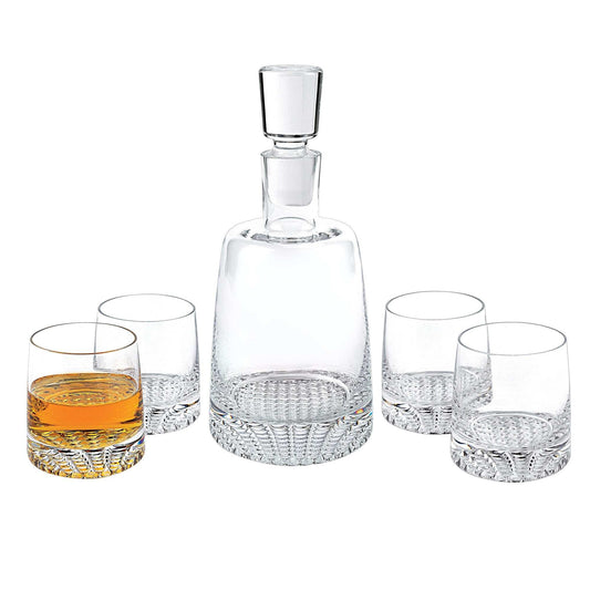Mouth Blown European Crystal 5 Pc Whiskey Set - Homeroots - Flyclothing LLC