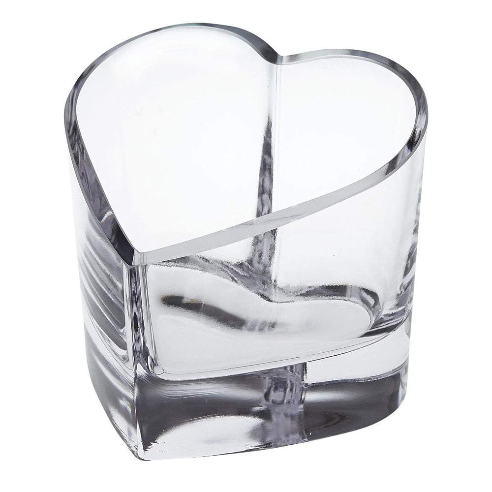 5" Clear Mouth Blown European Crystal Heart Bowl - Homeroots