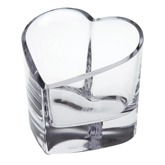 5" Clear Mouth Blown European Crystal Heart Bowl - Homeroots