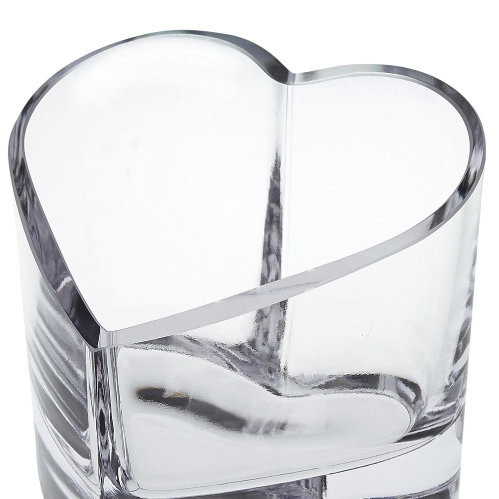 5" Clear Mouth Blown European Crystal Heart Bowl - Homeroots