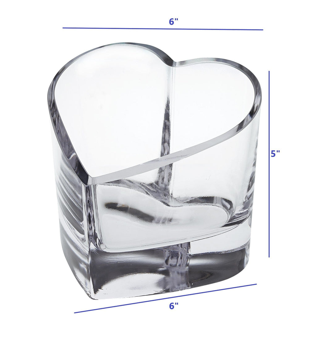 5" Clear Mouth Blown European Crystal Heart Bowl - Homeroots