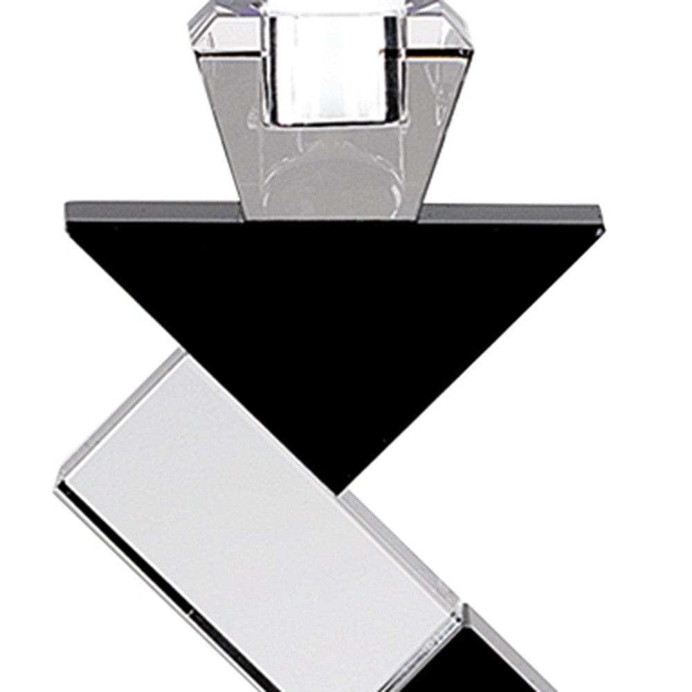 Black Crystal Geometric Tabletop Pillar Candle Holders - Homeroots - Flyclothing LLC