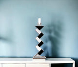 Black Crystal Geometric Tabletop Pillar Candle Holders - Homeroots - Flyclothing LLC