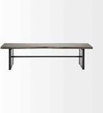 Rectangular Indian Mango Woodbrown Tone Finish W Metal Cladding On The Base Dining Bench - Homeroots - Flyclothing LLC