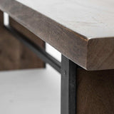 Rectangular Indian Mango Woodbrown Tone Finish W Metal Cladding On The Base Dining Bench - Homeroots - Flyclothing LLC