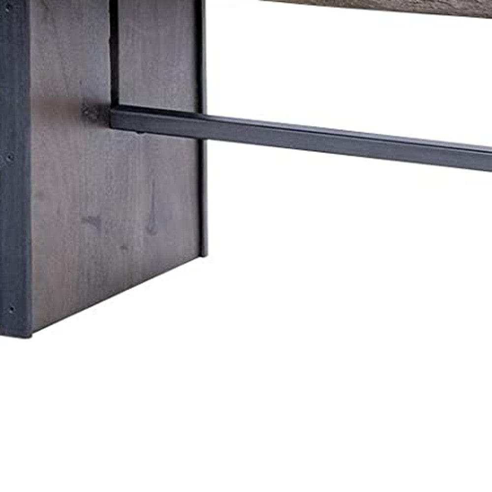 Rectangular Indian Mango Woodbrown Tone Finish W Metal Cladding On The Base Dining Bench - Homeroots - Flyclothing LLC