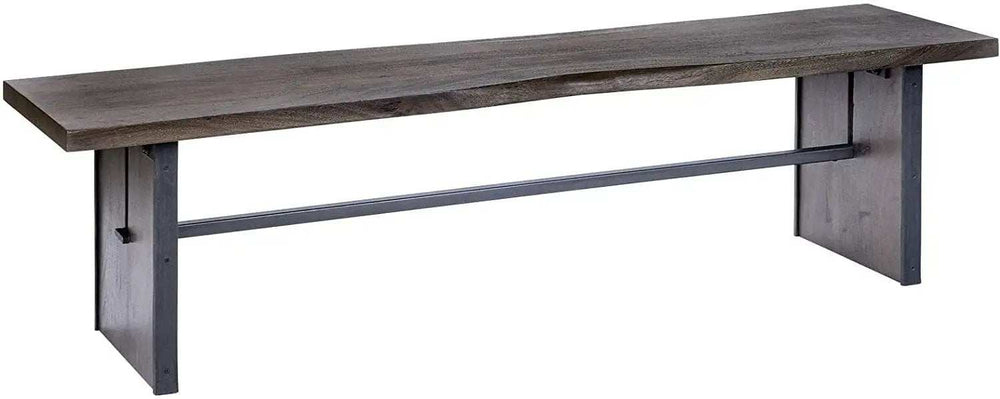 Rectangular Indian Mango Woodbrown Tone Finish W Metal Cladding On The Base Dining Bench - Homeroots - Flyclothing LLC