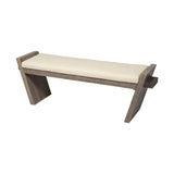 14" Cream and Brown Upholstered Linen Blend Bench - Homeroots