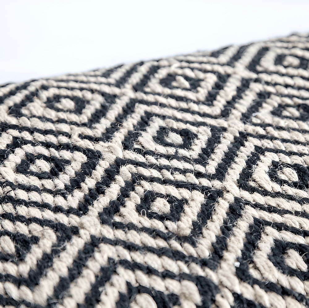 56" Black and White and Gray Upholstered Cotton Blend Trellis Bench - Homeroots