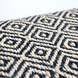 56" Black and White and Gray Upholstered Cotton Blend Trellis Bench - Homeroots