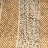 59" Beige Orange and Brown Geometric Upholstered Jute Accent Bench - Homeroots