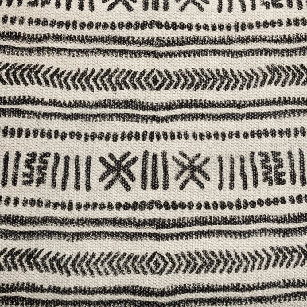 16" Gray and White and Black Upholstered Cotton Blend Bench - Homeroots