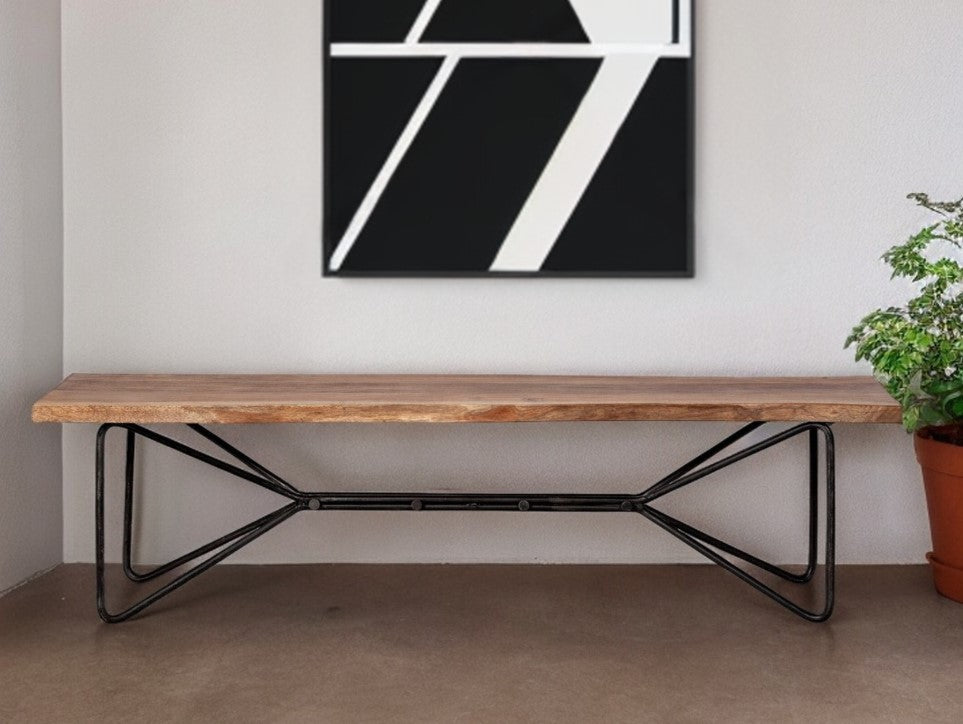 16" Brown and Black Dining Bench - Homeroots