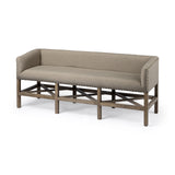 19" Beige and Brown Upholstered Cotton Blend Bench - Homeroots