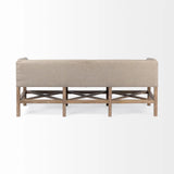 19" Beige and Brown Upholstered Cotton Blend Bench - Homeroots
