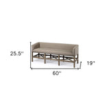 19" Beige and Brown Upholstered Cotton Blend Bench - Homeroots