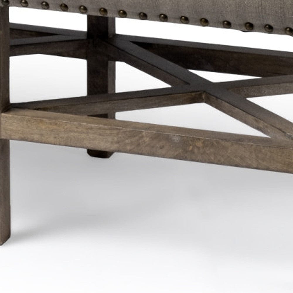 19" Beige and Brown Upholstered Cotton Blend Bench - Homeroots