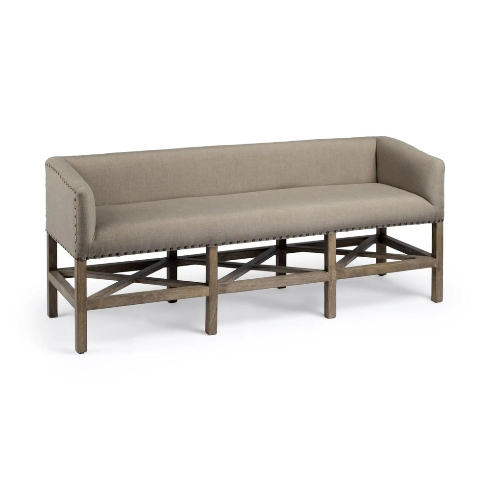 19" Beige and Brown Upholstered Cotton Blend Bench - Homeroots