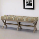 16" Beige And Brown Upholstered Cotton Blend Bench - Homeroots