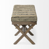16" Beige And Brown Upholstered Cotton Blend Bench - Homeroots