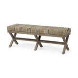 16" Beige And Brown Upholstered Cotton Blend Bench - Homeroots