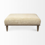 42" Cream And Brown Upholstered Cotton Blend Bench - Homeroots