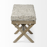 16" Beige and Brown Upholstered Faux Leather Bench - Homeroots - Flyclothing LLC