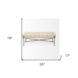 17" Cream and Black Upholstered Cotton Blend Geometric Bench - Homeroots