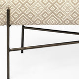 17" Cream and Black Upholstered Cotton Blend Geometric Bench - Homeroots
