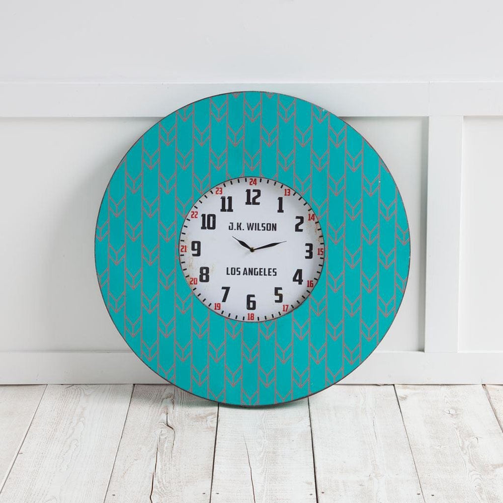 4" Circle Teal Blue Wood Analog Wall Clock - Homeroots - Flyclothing LLC