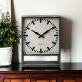 Square Gray Metal Desk Table Clock With Simple White And Black Face - Homeroots - Flyclothing LLC