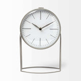 Gray Metal Circular Desk Table Clock Equipped With A Quartz Movement - Homeroots - Flyclothing LLC