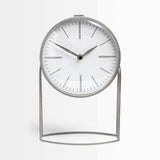 Gray Metal Circular Desk Table Clock Equipped With A Quartz Movement - Homeroots - Flyclothing LLC