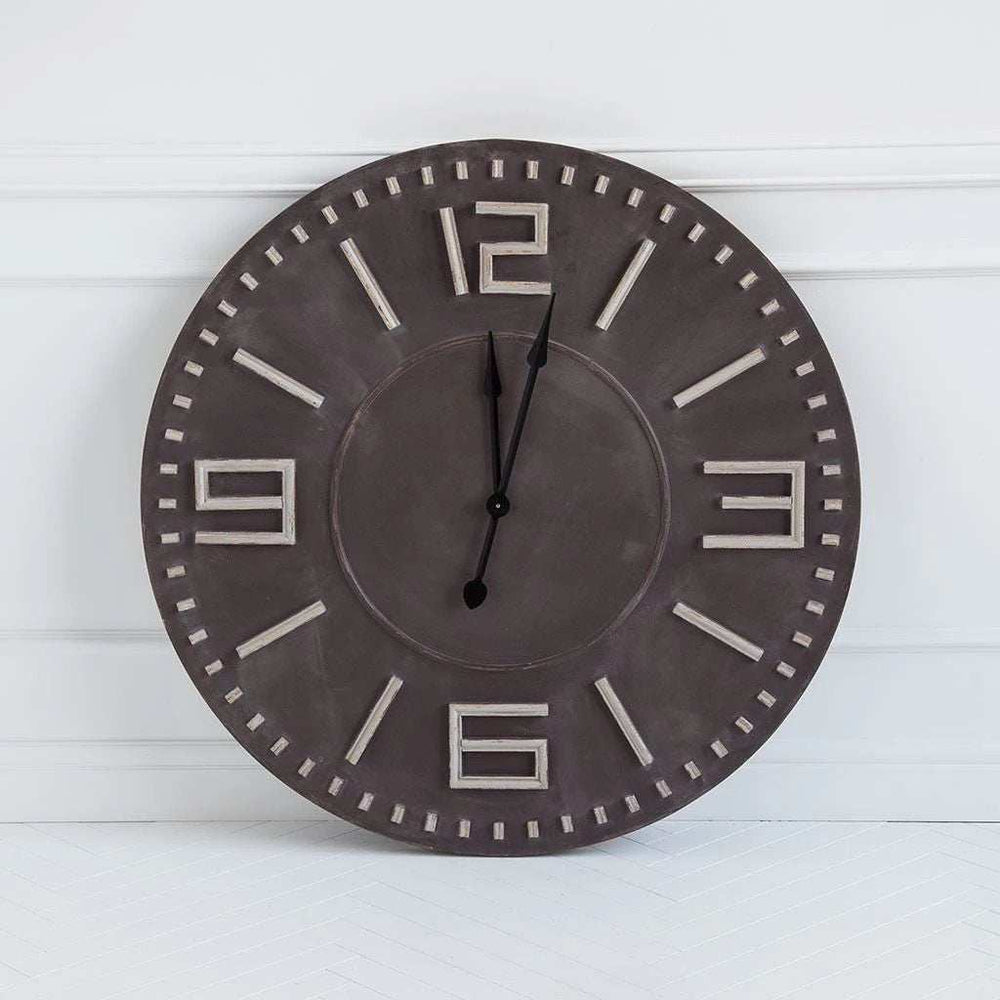 42'Oversize Round Industrial Stylewall Clock With Bold Block Numbers And Black Hands - Homeroots - Flyclothing LLC