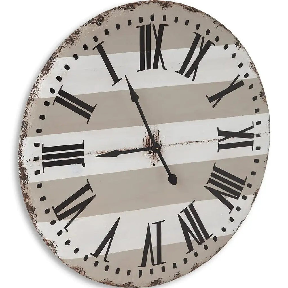 3" Circle Gray And White Wood Analog Wall Clock - Homeroots - Flyclothing LLC