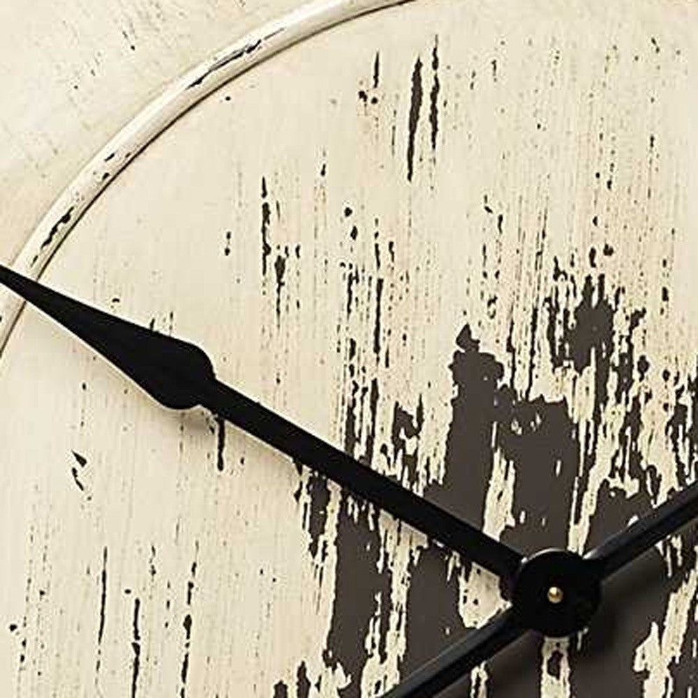 3" Circle Antiqued White Wood Analog Wall Clock - Homeroots - Flyclothing LLC